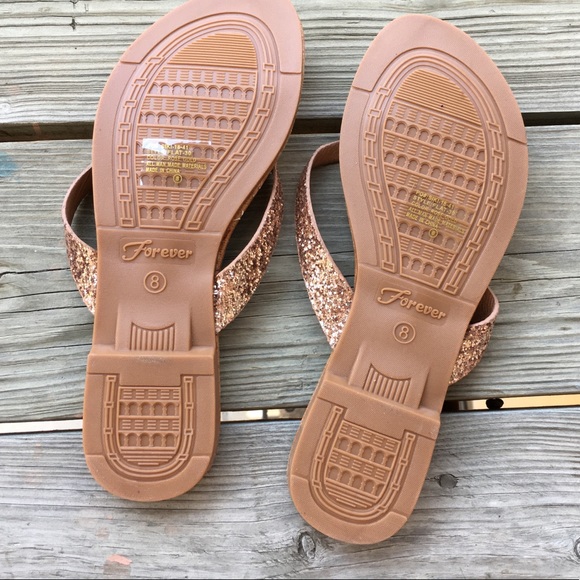 Rose gold sparkle flip flops - Picture 4 of 6